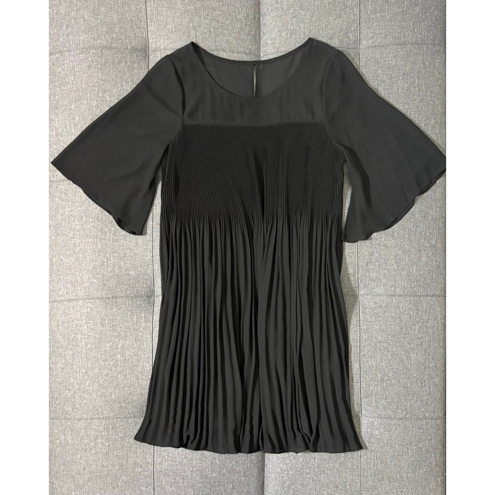 Maeve Dress Women 6 Black Swing Pleated Short Sheer Lined Whimsygoth - Picture 3 of 7